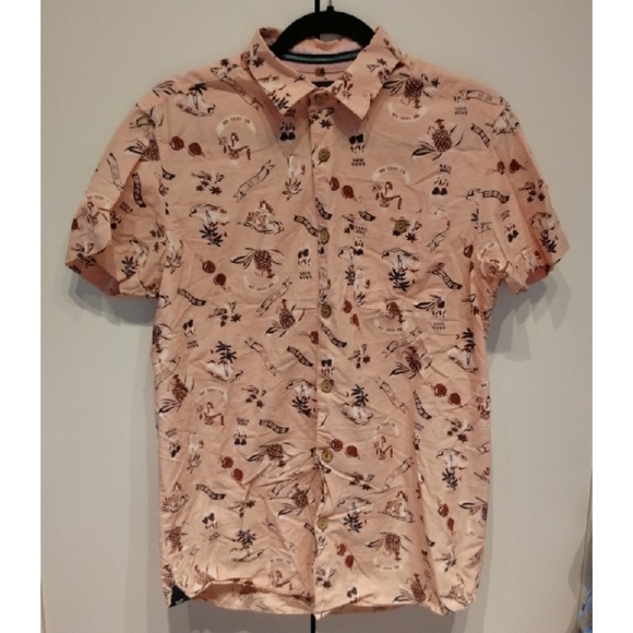 KOLBY Button Up Short Sleeve Dress Shirt Fun BeachSummer Print 100% Cotton Small - Picture 2 of 12